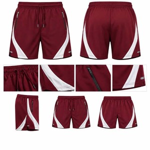 Shorts de sport blancs pour hommes avec empiècements latéraux noirs, taille à cordon de serrage, séchage rapide, poches zippées - Product Image 6