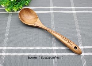 Ensemble d'ustensiles de cuisine en bois personnalisés, cuillères gravées, spatule, passoire, vaisselle - Product Image 5