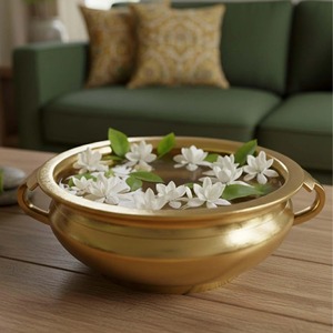 Simple Gold Decorative Bowl Perfect For Flower Decoration On Festive And Events Elegant Table Centerpiece Wholesale From India - Product Image 2