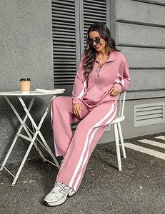 Conjunto Deportivo de 2 Piezas para Mujer, con Sudadera con Cierre y Pantalones Deportivos Transpirables con Bolsillos Laterales, Ideal para Viajes de Invierno - Product Image 6