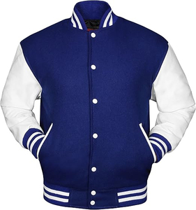 เสื้อแจ็คเก็ตเบสบอลแบบ Letterman Varsity คุณภาพสูงสำหรับทุกเพศ พร้อมแขนหนัง ปักโลโก้แบบ Chenille สำหรับผู้ชาย - Product Image 1