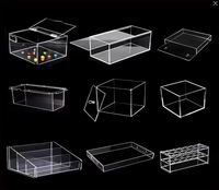 Boîte de présentation en acrylique transparente avec couvercle à charnière, vitrine cube pour bijoux, objets de collection, présentoirs de vente au détail, étui anti-poussière en acrylique