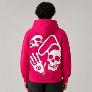 OEM Custom Heavyweight for <b>Zip</b> <b>Hoodie</b> 550 GSM Cotton Fleece Oversized Streetwear Skull Graphic Full <b>Zip</b> Winter <b>Pocket</b> - Product Image 2