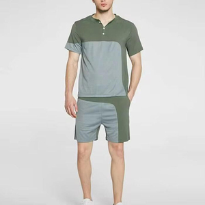 Conjuntos Deportivos de Verano para Hombre, Dos Piezas, de Algodón Terry, Manga Corta, Ecológicos, Personalizados al por Mayor, Transpirables, Camiseta y Pantalones Cortos Casuales - Product Image 4