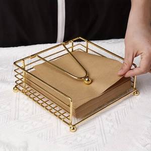Porte-serviettes en métal doré de luxe, organiseur de mouchoirs décoratif, porte-papier de table pour table à manger, cuisine, maison, hôtel, décoration - Product Image 6