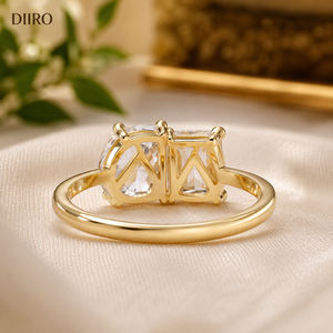 Bague de mariage plaquée or jaune de qualité supérieure, diamant taille poire et émeraude, bague de fiançailles et de promesse, bijoux personnalisés - Product Image 4