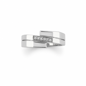 Anillo Abierto de Plata de Ley 925 para Mujer con Diamantes, Pulido Brillante, Diseño Geométrico Minimalista, Banda Ajustable, para Bodas, Fiestas y Uso Diario - Product Image 2