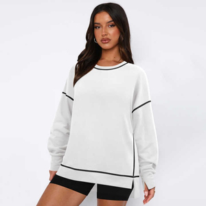 Sweat-shirt à capuche oversize pour femme, confortable, respirant, léger, séchage rapide, 100% coton, couleur unie - Product Image 2