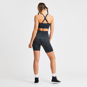 Soft Women's High-Waisted Shorts <b>Elastic</b> Waist Mid-Thigh Compression Yoga Seamless Shorts Print Logo Quick Dry Women - Product Image 3