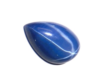 Saphir bleu étoilé poire 11x17 mm 8,5 carats, cabochon poli créé en laboratoire, effet étoile à 6 branches, hauteur 5 mm pour la fabrication de bijoux - Product Image 5