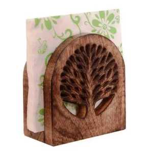 Porte-serviettes en bois brun foncé, base rectangulaire, rangement vertical, finition lisse, minimaliste, pour cuisine et table à manger, accès fonctionnel - Product Image 6