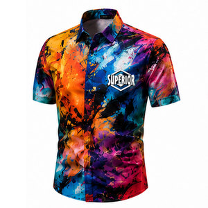 Camisa tropical estampada premium para hombre con tela ligera y transpirable, estilo casual con botones para vacaciones de verano y playa - Product Image 1