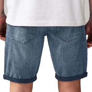 Shorts en jean d'été pour homme, extensibles, déchirés, coupe slim droite, noirs, mode streetwear - Product Image 3