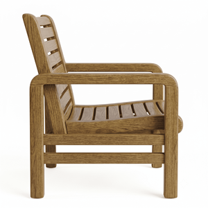 Chaise de jardin contemporaine en teck massif avec larges accoudoirs, dossier à lattes horizontales, confortable, pour salon, imperméable - Product Image 2