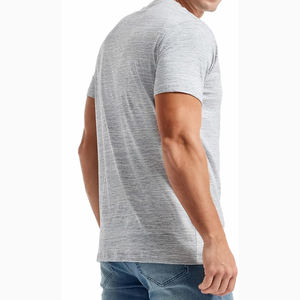 T-shirt pour homme gris clair à col en V, 100% coton, décontracté, manches courtes, respirant, séchage rapide, été, gym, usage quotidien, doux et confortable - Product Image 3