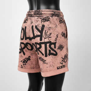 Shorts de mujer con lavado ácido, tela de algodón y poliéster de primera calidad, color vintage, estampado completo, logotipo personalizado, shorts de mujer con lavado ácido. - Product Image 5