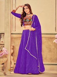Collection moderne de Lehenga Choli en Georgette gaufrée à séchage rapide pour femmes, idéale pour toutes les saisons, spécial Navratri - Product Image 3