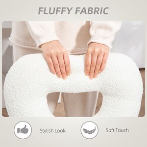 Sedia da Ufficio Girevole Senza Braccioli Bianca con Ruote, Sedia da Trucco in Peluche Teddy, Sedia da Lavoro Certificata BIFMA in Nylon - Product Image 5
