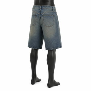 Pantalones Cortos Bermuda de Mezclilla Lavada para Hombre, Cintura Media, Cierre con Cordón, Estilo Casual, Tela de Poliéster/Algodón Transpirable - Product Image 4