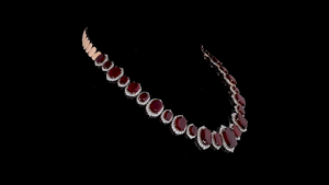 Collar de Plata de Diseño con Diamantes Cultivados en Laboratorio y Piedras de Imitación de Rubí Rojo |   Joyería nupcial | Joyería nupcial de lujo - Product Image 2