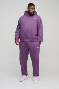 Survêtement Homme Violet en Coton Lourd, Vente en Gros Direct Usine, Logo Personnalisé, Ensemble Deux Pièces : Sweat à Capuche Coupe Décontractée et Pantalon de Survêtement Coupe Droite - Product Image 4