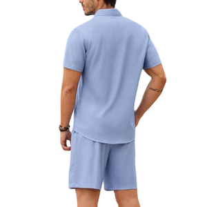 Costume d'été deux pièces pour homme, short en tissu léger, ne s'encombre pas malgré les températures élevées, sur mesure - Product Image 2