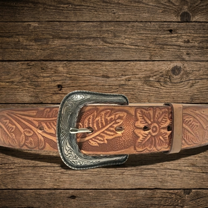 Ceinture en cuir vintage pour homme, style western, gravée à la main avec motifs floraux, vente chaude, accessoire de mode personnalisé en Inde - Product Image 5