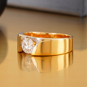 1.03 CT Lab Grown Oval Cut Diamond Mens <b>Ring</b> VVS-VS DEF Solitaire <b>Wedding</b> Band 14K Yellow White Gold <b>Cushion</b> Cut Diamond Clarity - Product Image 2