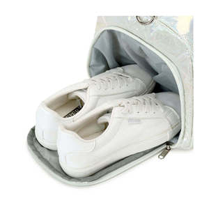 Sac de voyage de luxe à imprimé étoiles irisées, sac de sport léger en velours côtelé, sac de fitness, fermeture éclair, poignées blanches, personnalisable - Product Image 4