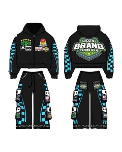 Ensemble de survêtement personnalisé unique de haute qualité avec poche latérale à capuche zippée et effet de décoloration solaire Stone Sérigraphie de haute qualité - Product Image 5