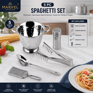 Ensemble d'ustensiles de cuisine et de service multifonctionnels écologiques en acier inoxydable avec passoire, outils de préparation des aliments, design compatible lave-vaisselle - Product Image 3