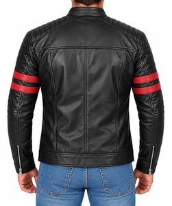 Chaqueta de Moto para Hombre 2026, de Piel de Vaca Negra, Transpirable, Corte Ajustado, Cuello Alto, Cierre de Cremallera, Estilo Motero, para Invierno - Product Image 2