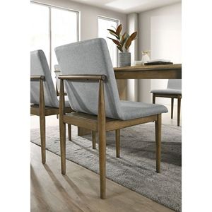 Set di 2 Sedie Laterali Imbottite in Tessuto Grigio Chiaro con Telaio in Tono Naturale, Seduta Confortevole, per Sala da Pranzo - Product Image 4