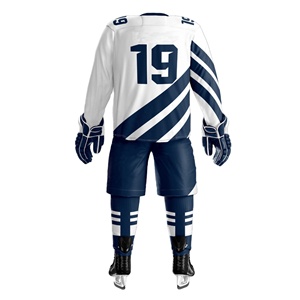 Conjunto de Uniforme de Hockey sobre Hielo de Color Sólido 100% Poliéster, Diseño OEM Personalizado, Nombre del Equipo Bordado, Unisex para Adultos, Tela de 340g, Última Tendencia - Product Image 6