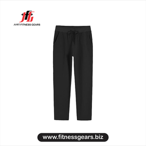 Pantalon décontracté en molleton pour femme, taille mi-haute, coupe ample, couleur unie, pour l'automne, pantalon de sport pour femme - Product Image 1