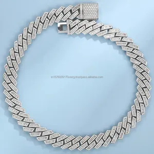 Luxury 925 Sterling Silver Moissanite Diamond Cuban Link <b>Chain</b> <b>Iced</b> <b>Out</b> Hip Hop Style with Baguette Stones Inch Bling Jewelry - Product Image 1