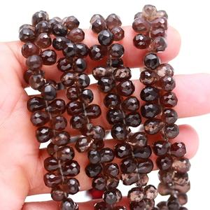 Cuentas de gota de lágrima facetadas de cuarzo ahumado Natural, cuentas de piedras preciosas sueltas de cuarzo para la fabricación de joyas de mayorista indio a granel - Product Image 2