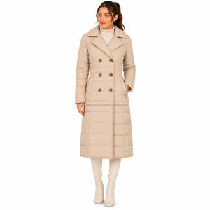 High Quality OEM Bulk <b>Women</b>’s Long <b>Hooded</b> Puffer <b>Jacket</b> Thick Warm Waterproof Down Coat Elastic Waist Packable Fleece Lined <b>Fur</b> - Product Image 1