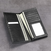 Dompet Kulit Asli Ringan Panjang Berkualitas Tinggi Desain Logo Kustom Gaya Fashion Layanan OEM Buatan Pabrik