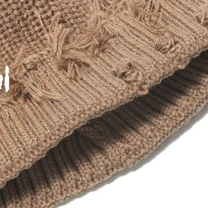 Solid International High Quality New Fashion Unisex Warm 100% <b>Wool</b> Flat Knitted Common Casual Plain Distress Best Broken <b>Beanie</b> - Product Image 5