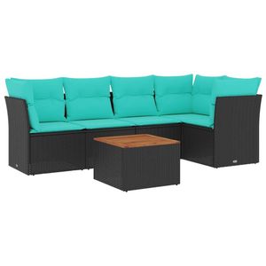 Ensemble de canapés de patio en polyrotin noir avec coussins, mobilier d'extérieur, 6 places, design contemporain - Product Image 4