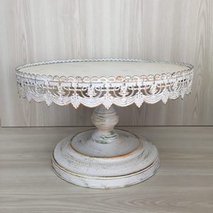 Vintage White Metal CakeStand Antique Lace Pedestal Dessert Tray Holder for Wedding Birthday Party Decoration Display Cake Stand - Product Image 1
