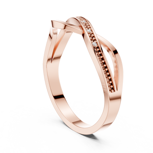 Bague en or rose avec diamants entrelacés, élégante, pavée, pour fiançailles et mariage, pour femme - Product Image 3