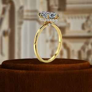 Anillo de Diamante de Laboratorio con Corte Marquesa de 1 Quilate, Anillo de Boda Clásico de Oro de 14K con Halo Oculto, Anillo Solitario de Novia Certificado por IGI - Product Image 6
