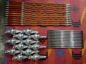 หัวกระบองกลองเมเจอร์แบบเรียบ พร้อมด้ามจับและแท่งไม้ หัวกระบองกลองเมเจอร์แบบมีลายนูนเคลือบโครเมียม/แท่งไม้ หัวกระบองกลองเมเจอร์สำหรับวงดนตรี - Product Image 5