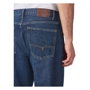 Men's Dark Blue Straight-Leg Jeans Mid Waist Regular Fit Casual Cotton Denim Autumn Wear - Product Image 4