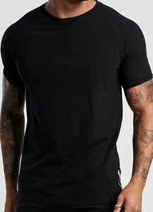 <b>100</b>% <b>Polyester</b> Regular Fit Black Knitted T-<b>shirt</b> Short Sleeve O-Neck Breathable Gym Wear Men's Solid Color Custom Printed Top - Product Image 2