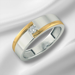 Luxury 925 Sterling Silver Two Tone <b>Gold</b> Diamond <b>Ring</b> for Men Women Unisex Couple Band Jewelry - Product Image 1