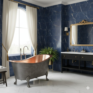 Baignoire autoportante rectangulaire de luxe en cuivre, faite à la main, finition émail blanc classique, écologique, durable, marque privée - Product Image 2