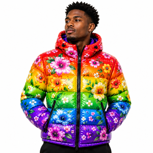 Chaqueta acolchada con estampado floral de alta calidad de Cosh International, unisex, para invierno, a prueba de viento, de color liso. - Product Image 1